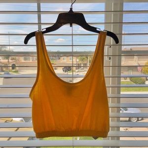 Cropped tank top. Scrunched at the bottom.